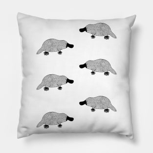 Platypuses pattern - 6 Platypuses - cute animal - black and white Pillow