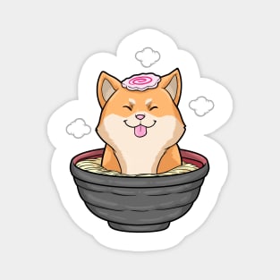 Dog with Bowl of Ramen Soup Magnet