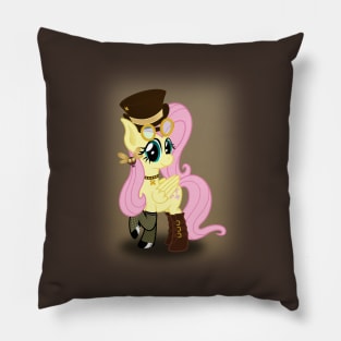 Steampunk Fluttershy (with background) Pillow