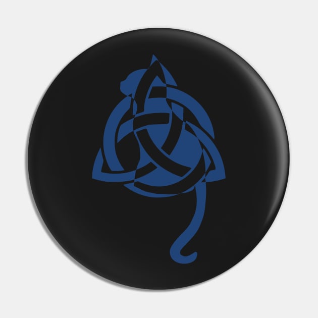 Blue Celtic Triquetra Cat Pin by DepicSpirit