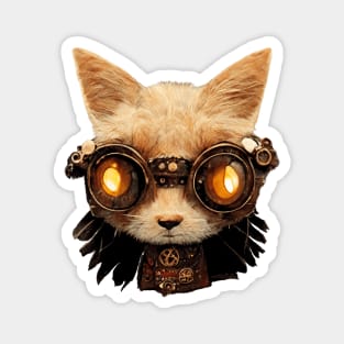 Cat Steampunk Retro Gothic Kitty Portrait Magnet