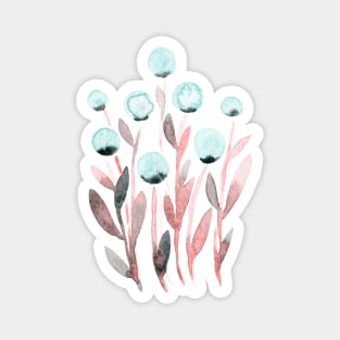 Simple watercolor flowers - pastel blue and living coral Magnet