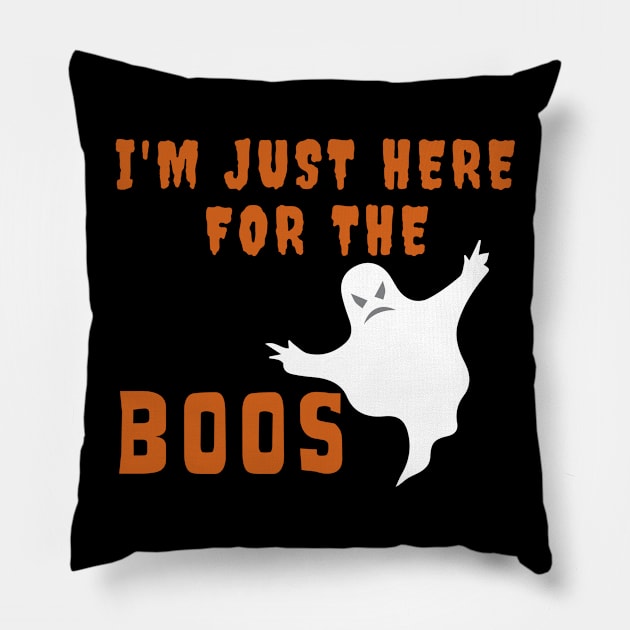 Funny Halloween Design With Ghost - Just Here For The Boos - Shirt Pillow by Blue Zebra