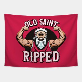 Old Saint Ripped // Funny Jacked Santa Claus Tapestry