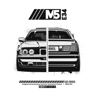 EDM - E34 M5 White BG - CarCorner T-Shirt