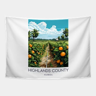 A Pop Art Travel Print of Highlands County - Florida - US Tapestry