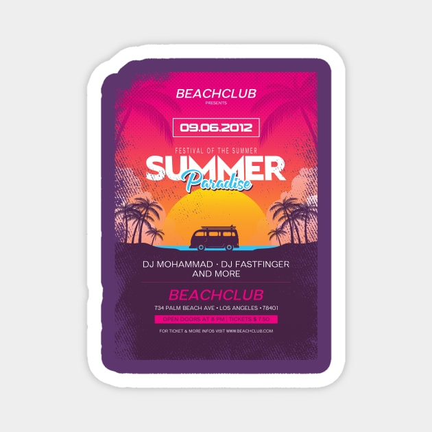 Beachclub Flyer Magnet by SM Shirts