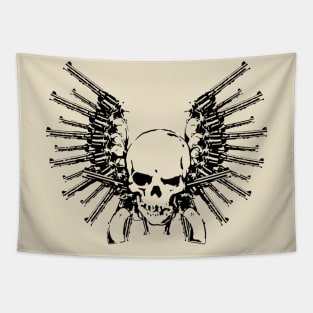 Skull with Gun Motif Tapestry