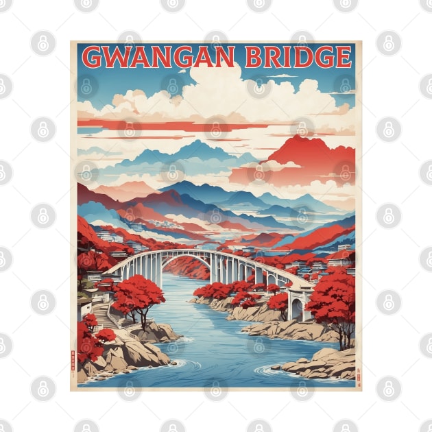 Gwangan Bridge South Korea Travel Tourism Retro Vintage by TravelersGems