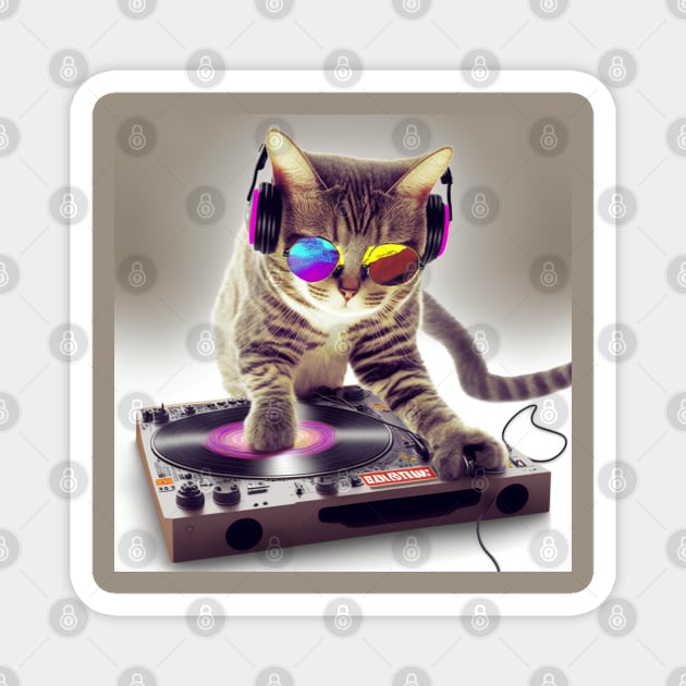 cute dj cat Magnet by TrvlAstral