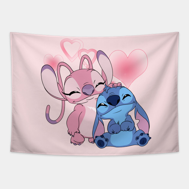 Tapis De Souris Stitch Angel Love Heart pink