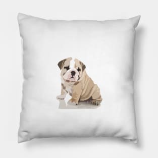 English Bulldog Puppy Digital Painting Pillow