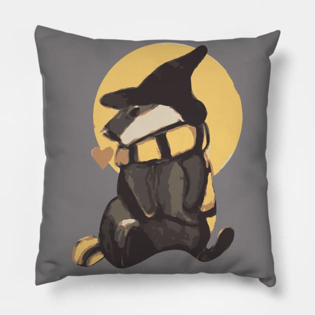 Magical badger with scarf - Eyesasdaggers Pillow by eyesasdaggers