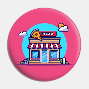 Pizza Shop Cartoon Vector Icon Illustration Pin