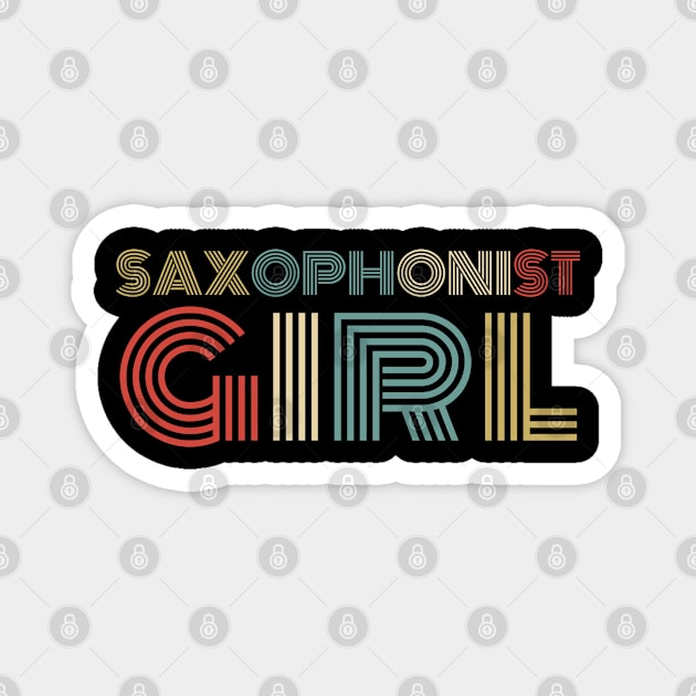 Saxophonist girl retro vintage design . Perfect present for mother dad friend him or her Magnet by SerenityByAlex