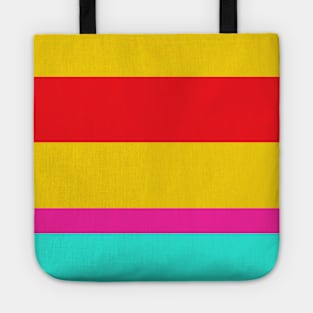 A fabulous mixture of Cherry Red, Barbie Pink, Metallic Yellow and Bright Light Blue stripes. Tote