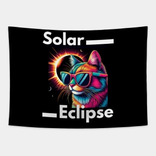 Solar Eclipse 2024 Cat Wearing Solar Eclipse Glasses Tapestry