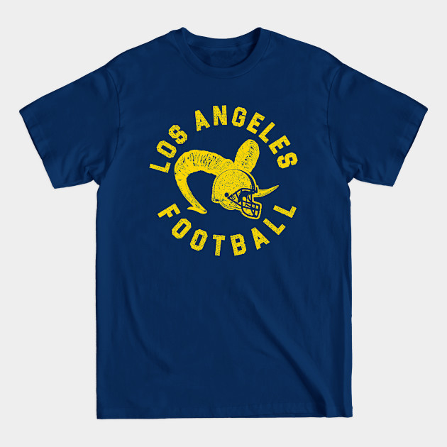 Discover Vintage Los Angeles Football Blue And Yellow Helmet Gameday - Los Angeles Rams - T-Shirt