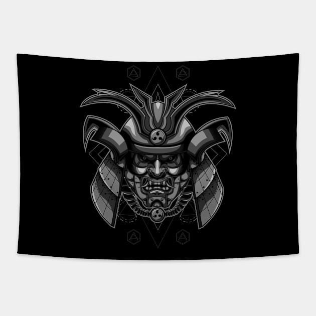 samurai mask head Tapestry by SHINIGAMII