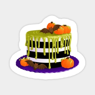 Striped Halloween Cake with Chocolate Bats Magnet