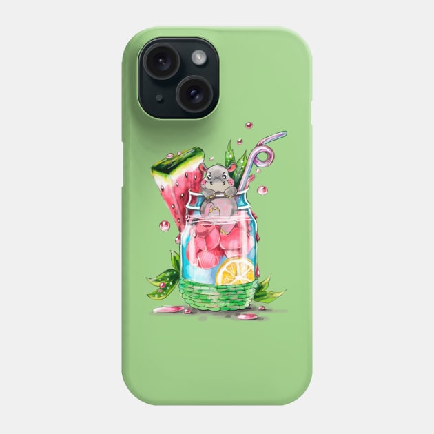 Cute Hippo and Fruit Cocktail Phone Case by KimLeex