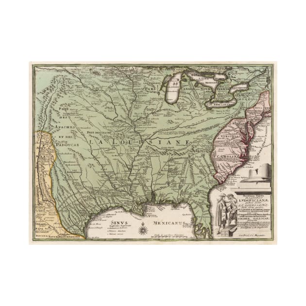 Vintage Map of America (1719) by Bravuramedia