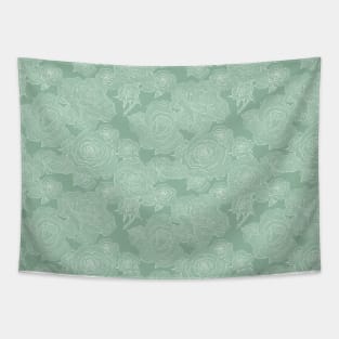 Sage green decorative abstract roses pattern Tapestry