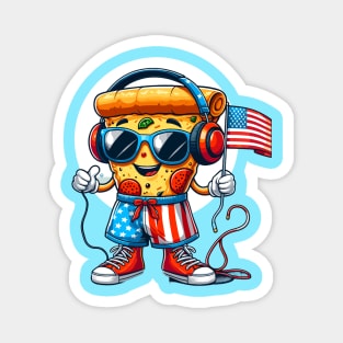 Pizza wearing holding an American flag Magnet