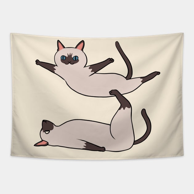 Acroyoga Siamese Cat Tapestry by huebucket