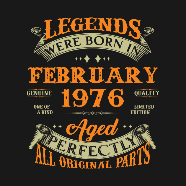 47th Birthday Gift Legends Born In February 1976 47 Years Old by Buleskulls 