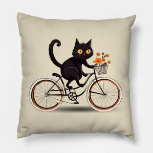 Floral Feline Pedals: The Adventures of the Cat Cyclist Pillow