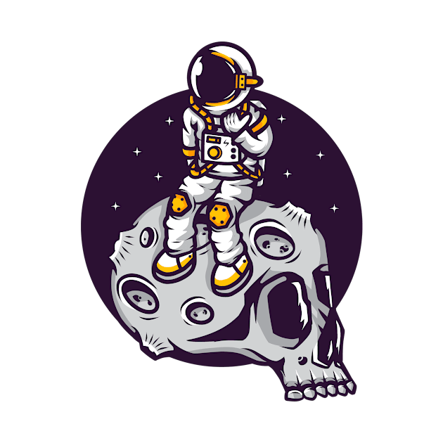 Astronaut And Skull Moon by Biji Lapis