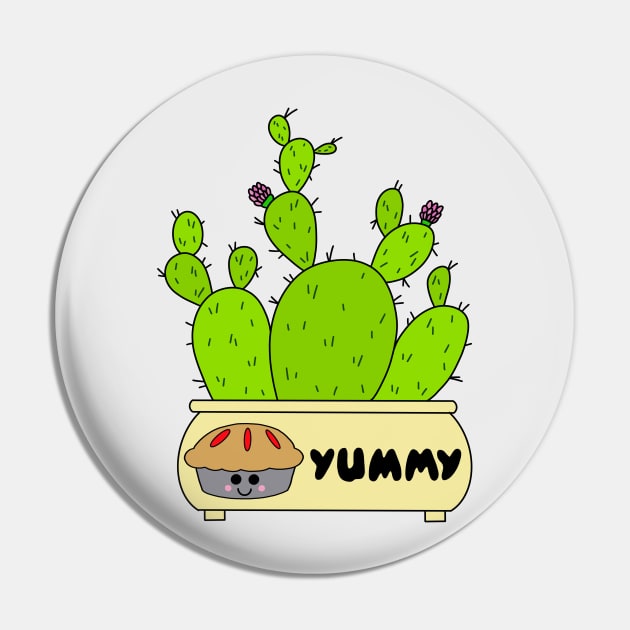 Cute Cactus Design #146: Prickly Pear Cacti In Yummy Pie Planter Pin by DreamCactus