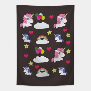 Cute unicorns, clouds, stars and hearts Tapestry