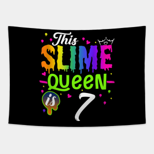 Kids This Slime Queen Is 7 Girl 7th Birthday Party Squad Outfit Tapestry