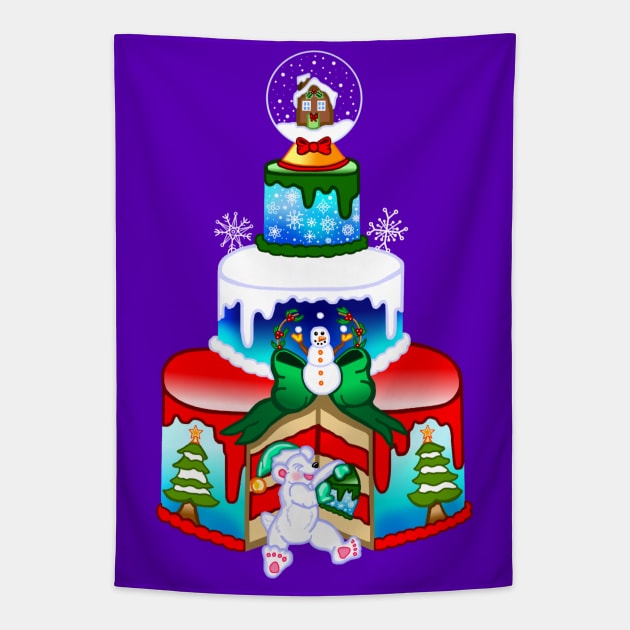 Festive Christmas Cake Tapestry by Art by Deborah Camp