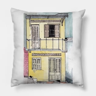 Tinyhouse Saigon Vietnam Watercolor Illustration Pillow