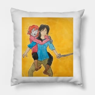 What are best friends for? Fantasy watercolor illustration elf wizard and human rogue Pillow