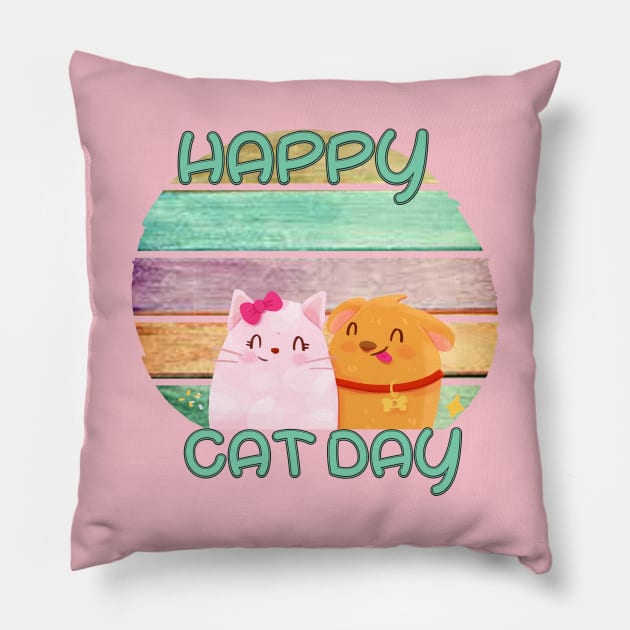 Happy Cat Day International  cat day Pillow by Get Yours