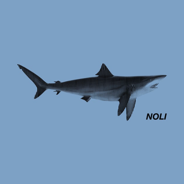Minimalist black and white shark print by NorthOfLongIsland