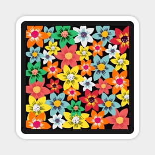 Colorful Floral Scarlet Pimpernel Garden Pattern Magnet