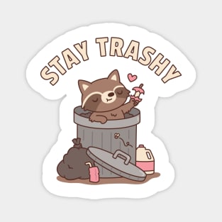 Cute Raccoon in Dustbin, Stay Trashy Funny Magnet