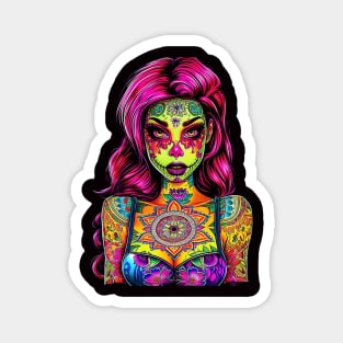 Skull Girl Tattoo Magnet