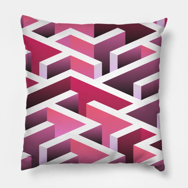 Pink 3D Maze Pillow by Golden Eagle Design Studio