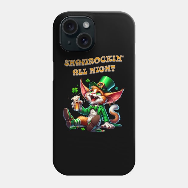 St Patricks day leprechaun cat - Shamrockin‘ all night Phone Case by BrisaArtPrints