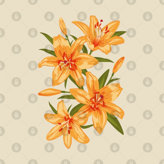 Orange Lilies. Flower illustration by lents