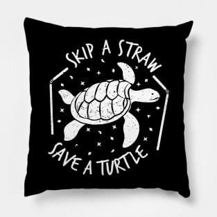 Skip a Straw Save a Turtle for Earthday - Vintage Retro Design T Shirt 4 Pillow