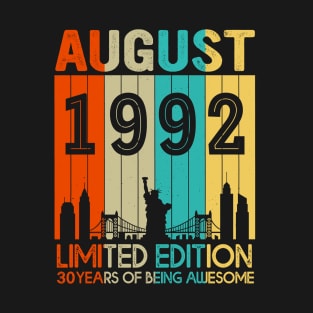 Vintage August 1992 Limited Edition 30 Years Of Being Awesome T-Shirt