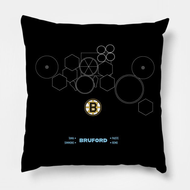 Legendary Drummers - Bill Bruford Pillow by Jimb Fisher Art