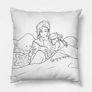 Baby Furina and Young Neuvillette Lineart | Genshin Pillow